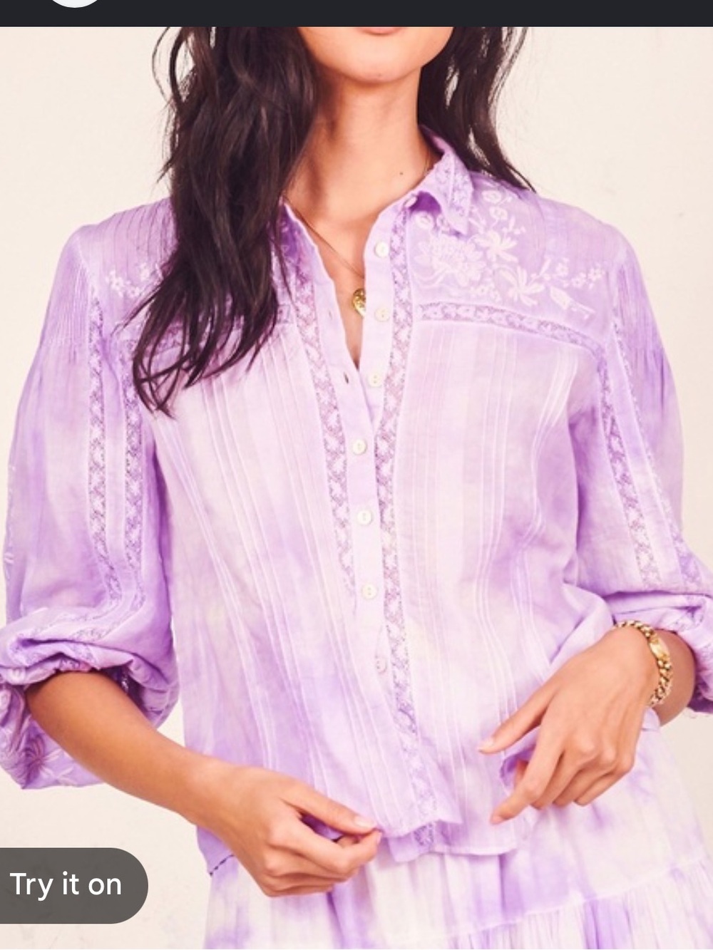 LoveShackFancy Ronda Lace
Button Down Top Lavender